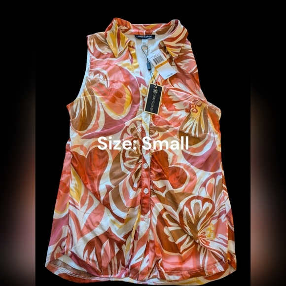 Cable & Gauge Sleeveless Ruched Blouse - Picture 2 of 4